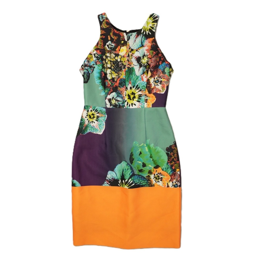MILLY Floral Print Sleeveless Bodycon Dress Women's 4 Multicolor‎ NWOT